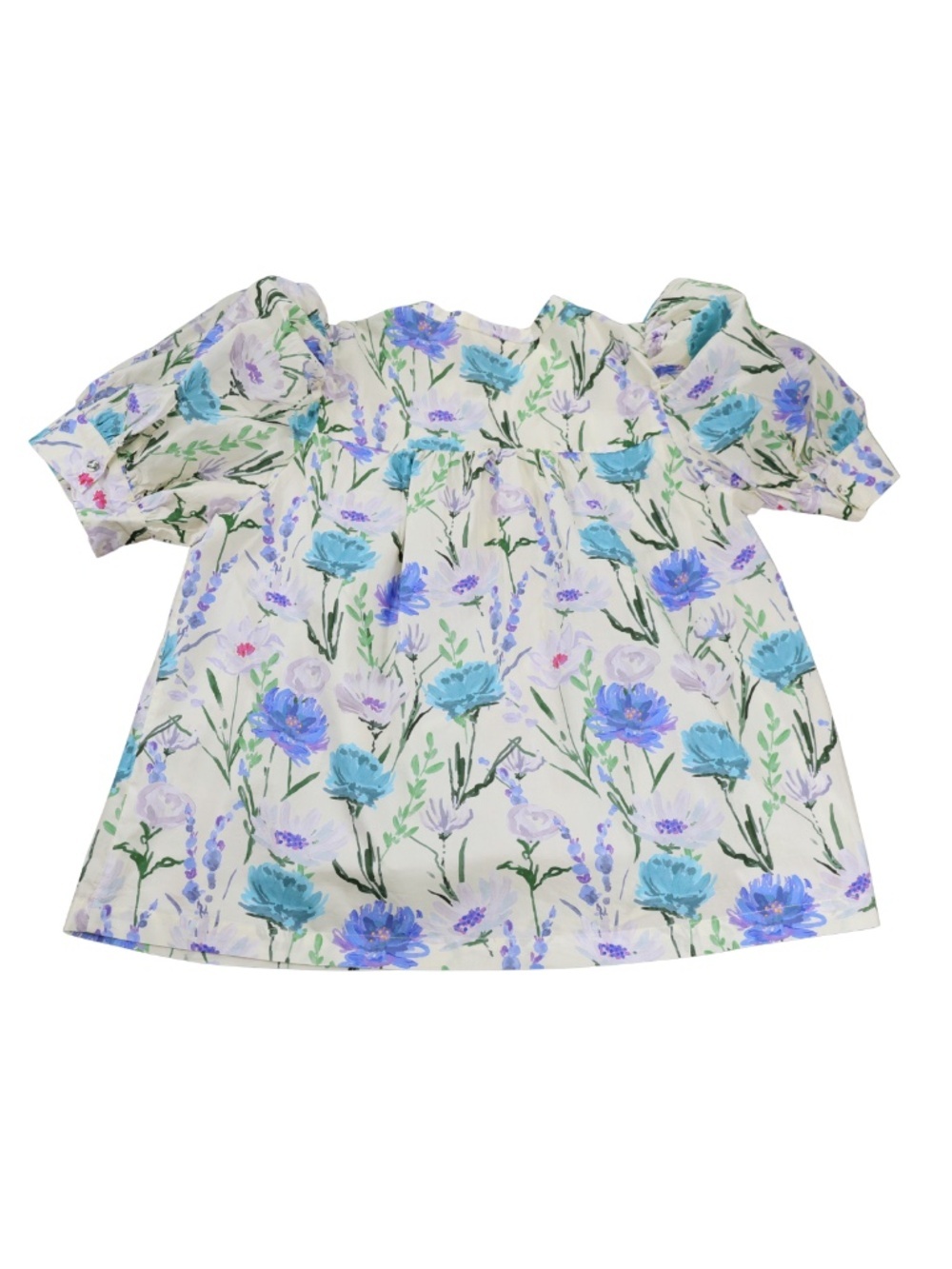 Entro Floral Puff Sleeve Babydoll Blouse Large Cottagecore Prairie Top - Picture 3 of 9
